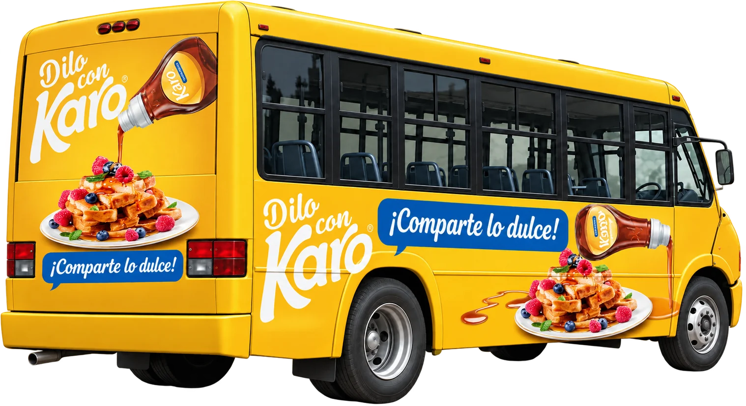 Camión rotulado con la campaña Dilo con Karo